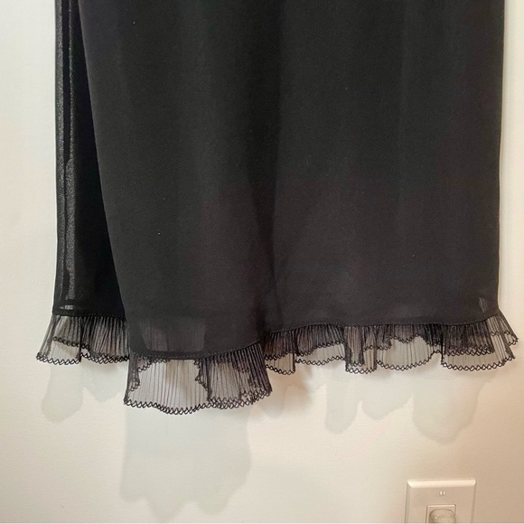 Vintage Primavera Cowl Neck Black Midi Dress Ruffle Hem Size 10 Whimsigoth - Picture 8 of 9